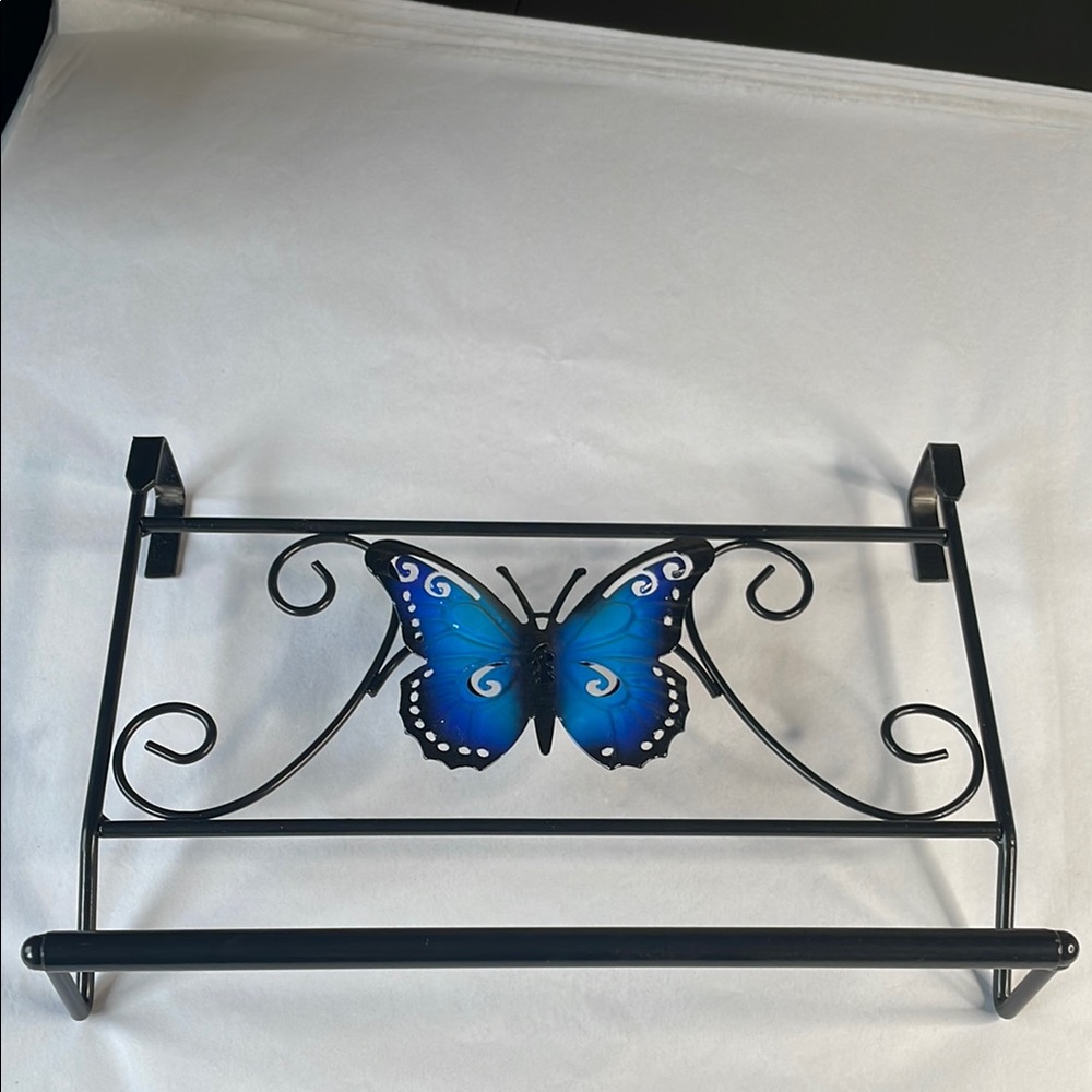 Blue and Black Butterfly towel‎ Display Shelf with Scrollwork
